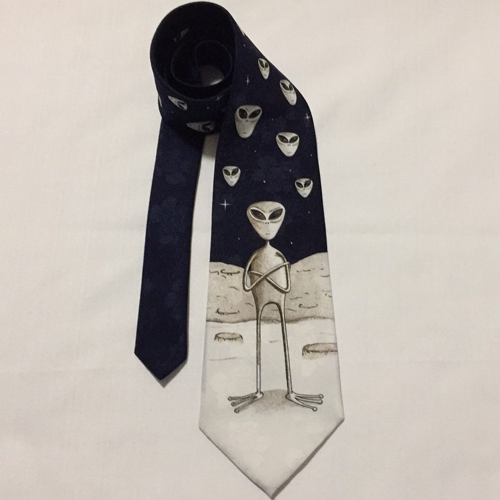 Vintage 1997 A.Rogers Aliens 2 Blue Necktie Tie